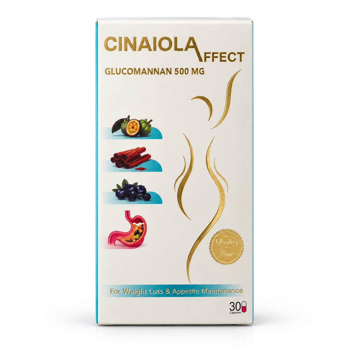 Cinaiola Affect | جلوكومانان 500 مجم لإدارة الوزن والتحكم في الشهية – 30 كبسولة